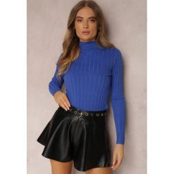 Granatowy Golf Prążkowany Sofija. Niebieskie swetry Renee, s, bez wzorów, z dzianiny, bez ramiączek. W wyprzedaży za 55.99 zł.
