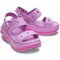 Klapki Crocs Mega Crush Sandal 207989-6WQ fioletowe. Fioletowe klapki bez wzorów, casualowe, bez obcasa, na platformie, bez zapięcia. Za 449.26 zł.