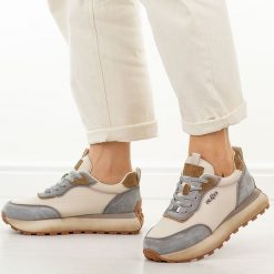 Beżowe be bl skórzane półbuty damskie Filippo Dp7754/26. Brązowe buty sportowe lifestyle Filippo, na jesień, bez wzorów, z jeansu, casualowe, z okrągłym noskiem, bez obcasa, na płaskiej podeszwie. Za 249.00 zł.