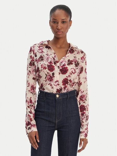 Guess Koszula W6RH73 WDW82 Beżowy Regular Fit. Brązowe koszule Guess, m, z aplikacjami, z syntetyku, bez kołnierzyka, bez ramiączek. Za 349.99 zł.