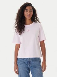 Tommy Jeans T-Shirt Badge DW0DW22202 Różowy Boxy Fit. Czerwone t-shirty Tommy Jeans, xxs, bez wzorów, z bawełny, bez kołnierzyka, bez ramiączek. Za 149.99 zł.