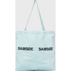 Samsoe Samsoe torebka kolor turkusowy. Niebieskie shopper bag Samsøe & Samsøe, bez wzorów, na ramię, z nadrukiem, bez dodatków. Za 179.99 zł.