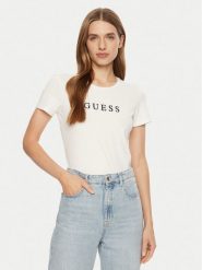 Guess T-Shirt O5RI01 KBBU1 Biały Slim Fit. Białe t-shirty Guess, l, z aplikacjami, z bawełny, bez kołnierzyka, bez ramiączek. Za 149.99 zł.