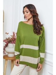 So Cachemire Sweter "Ellev" w kolorze zielono-beżowym rozmiar: XL. Zielone swetry So Cachemire, xl, bez wzorów, z kaszmiru, bez ramiączek. Za 297.97 zł.