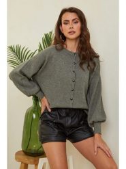 So Cachemire Kardigan "Hatvan" w kolorze khaki rozmiar: M. Brązowe swetry So Cachemire, m, bez wzorów, z kaszmiru, bez ramiączek. Za 152.99 zł.