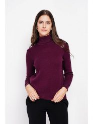 ASSUILI Golf w kolorze bordowym rozmiar: 42. Czerwone swetry Assuili, bez wzorów, klasyczne, bez ramiączek. Za 140.53 zł.