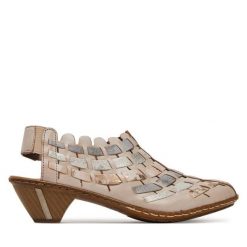 Półbuty Rieker. Brązowe półbuty wsuwane Rieker, bez wzorów, bez obcasa, na obcasie. Za 349.99 zł.