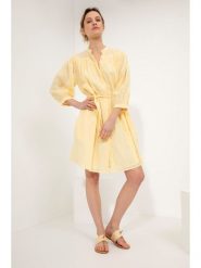 Josephine & Co Sukienka "Gracy" w kolorze żółtym rozmiar: 34. Żółte sukienki Josephine & Co, na co dzień, bez wzorów, z bawełny, bez kołnierzyka, bez ramiączek, mini, proste. Za 137.42 zł.