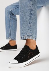 Czarne Ażurowe Trampki z Cholewką Przed Kostkę Iilira. Czarne trampki Born2be, z aplikacjami, boho, przed kostkę, bez zapięcia. W wyprzedaży za 42.49 zł.