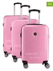 Geographical Norway 3-częściowy zestaw "Santiago" w kolorze jasnoróżowym rozmiar: onesize. Różowe walizki Geographical Norway. Za 347.99 zł.