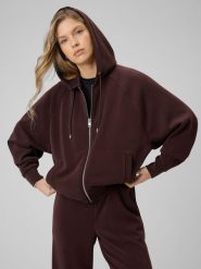 4F Bluza dresowa regular z modalem damska - brązowa XL. Brązowe bluzy 4f, s, bez wzorów, z dresówki, z kapturem. Za 199.99 zł.