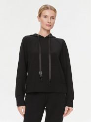Guess Bluza W4RQ04 KBYE2 Czarny Regular Fit. Czarne bluzy Guess, s, z aplikacjami, z syntetyku, bez kaptura. Za 379.99 zł.