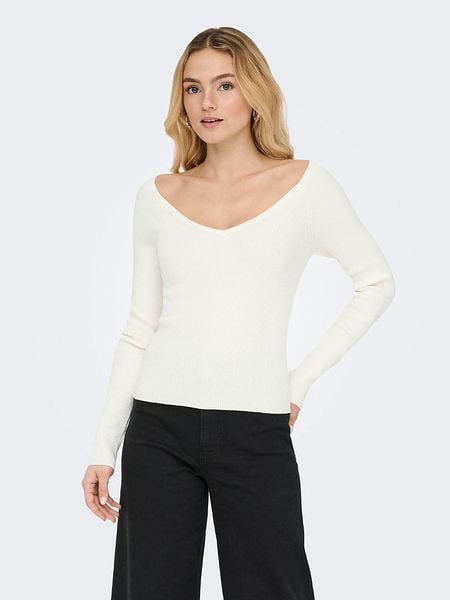 JDY Sweter "Nanna" w kolorze kremowym rozmiar: M. Brązowe swetry JDY, m, bez wzorów, prążkowane, bez ramiączek. Za 119.95 zł.