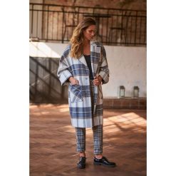 Płaszcz Damski Louna BS Krata Szary. Szare płaszcze blue shadow, na jesień, s, bez wzorów, z materiału, bez kaptura. Za 599.90 zł.
