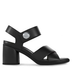 Sandały ECCO. Czarne sandały ECCO, bez wzorów, bez obcasa, na słupku, bez zapięcia. Za 579.99 zł.