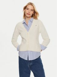 Tommy Hilfiger Kardigan WW0WW43092 Beżowy Regular Fit. Brązowe swetry Tommy Hilfiger, xs, bez wzorów, z wełny, bez ramiączek. Za 359.99 zł.