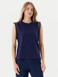 United Colors Of Benetton Bluzka 3IFVD10AC Granatowy Regular Fit. Niebieskie bluzki United Colors Of Benetton, xl, bez wzorów, z bawełny, bez kołnierzyka, bez ramiączek. Za 109.99 zł.