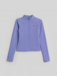 4F Bluza do jogi slim szybkoschnąca damska - niebieska XL. Niebieskie bluzy bez kaptura 4f, l, bez wzorów, z włókna, bez kaptura, na fitness i siłownię. Za 199.99 zł.