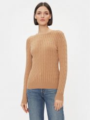 Gant Sweter 4800100 Beżowy Slim Fit. Brązowe swetry Gant, xl, bez wzorów, z bawełny, bez ramiączek. Za 649.99 zł.