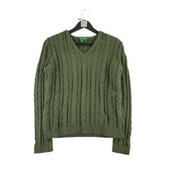 Second life - Damski sweter khaki - Jak nowy. Zielone swetry Ralph Lauren, bez wzorów, bez ramiączek. Za 148.01 zł.