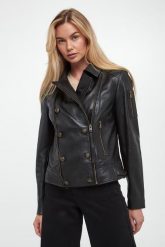 Kurtka damska skórzana ramoneska AERONAUTICA MILITARE. Kurtki Aeronautica Militare, bez wzorów, bez kaptura. Za 3,079.00 zł.