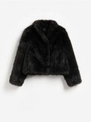 Kurtka z imitacji futra - ciemnoszary. Szare kurtki Reserved, l, bez wzorów, bez kaptura. Za 399.99 zł.