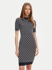 Guess Sukienka dzianinowa W3YK39 Z37K0 Granatowy Regular Fit. Niebieskie sukienki Guess, xs, z aplikacjami, z dzianiny, bez kołnierzyka, bez ramiączek. Za 619.99 zł.