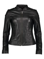 Bugatti Skórzana kurtka w kolorze czarnym rozmiar: 46. Czarne kurtki Bugatti, bez wzorów, ze skóry, bez kaptura. Za 717.99 zł.