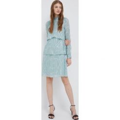 Armani Exchange sukienka mini prosta. Niebieskie sukienki Armani Exchange, na co dzień, bez wzorów, bez kołnierzyka, bez ramiączek, maxi, proste. Za 709.99 zł.