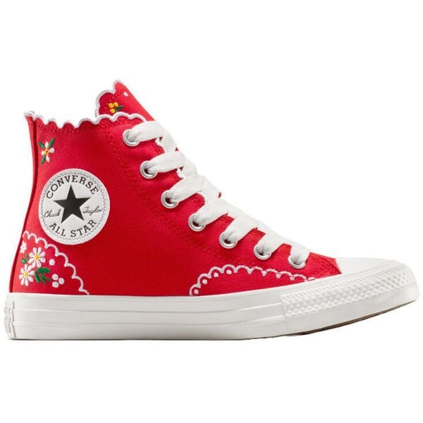 Buty sportowe Converse Chuck Taylor All Star Embroidered Flowers High Top. Czerwone buty sportowe lifestyle Converse, bez wzorów, retro, bez zapięcia. Za 490.00 zł.