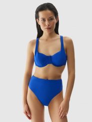 4F Góra od bikini damska - kobaltowa M. Niebieskie szorty 4f, bez wzorów, z dzianiny, wakacyjne. W wyprzedaży za 39.99 zł.