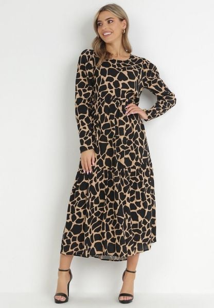 Czarna Sukienka Nesehe. Czarne sukienki Born2be, m, bez wzorów, z tkaniny, klasyczne, bez kołnierzyka, bez ramiączek, midi, rozkloszowane. Za 109.99 zł.