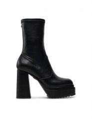 Buffalo Botki May W Sock 1220030 Czarny. Czarne botki Buffalo, bez wzorów, ze skóry, bez obcasa, na słupku, bez zapięcia. Za 419.99 zł.