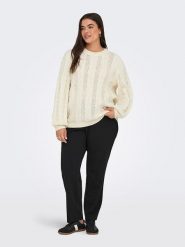 ONLY Sweter w kolorze kremowym rozmiar: S-42/44. Brązowe swetry ONLY, s, bez wzorów, ze splotem, bez ramiączek. Za 114.17 zł.