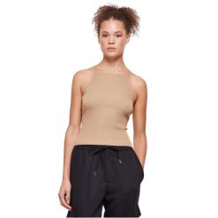 Damski dzianinowy cross-back tank top Urban Classics Rib. Brązowe topy sportowe Urban Classics, bez wzorów, z dzianiny. Za 191.00 zł.