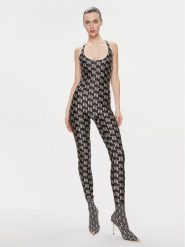 Elisabetta Franchi Kombinezon TU-011-41E2-V280 Czarny Slim Fit. Czarne sukienki Elisabetta Franchi, bez wzorów, z syntetyku, bez kołnierzyka, bez ramiączek. Za 1,009.00 zł.