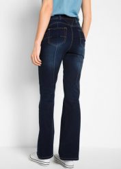 Dżinsy Bootcut mid waist, z efektem shape. Czarne jeansy bonprix, bez wzorów, z jeansu. Za 147.99 zł.
