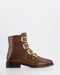 BOTKI DAMSKIE OLIVIA2004 TAN. Botki Venezia, bez wzorów, ze skóry, bez obcasa, bez zapięcia. Za 239.00 zł.