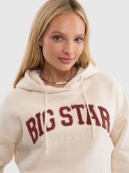 Bluza damska z kapturem z logo BIG STAR beżowa Rubialsa 103. Białe bluzy z kapturem BIG STAR, l, bez wzorów, z materiału, z kapturem. W wyprzedaży za 199.99 zł.
