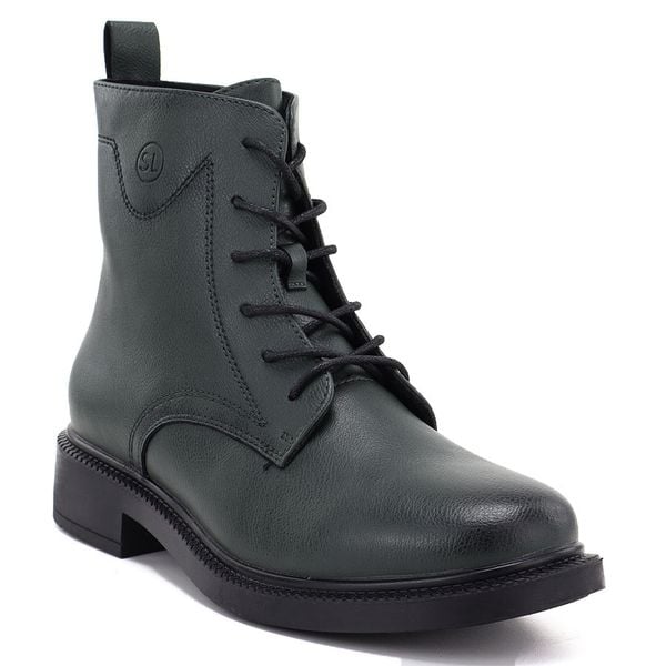 Skórzane botki damskie workery zielone Sergio Leone 25172-S. Zielone botki Sergio Leone, bez wzorów, ze skóry, bez obcasa, bez zapięcia. Za 209.99 zł.