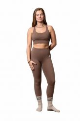 Premium zestaw sportowy – legginsy i biustonosz sportowy. Szare legginsy MEWAVE, bez wzorów, z materiału, eleganckie. Za 216.00 zł.