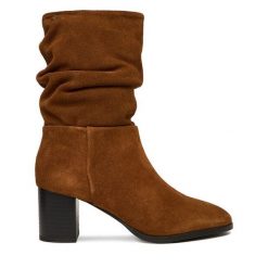 Botki Beverly Hills Polo Club. Brązowe botki Beverly Hills Polo Club, bez wzorów, bez obcasa, na słupku, bez zapięcia. Za 329.99 zł.