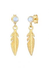 Elli Kolczyki damskie pióra Boho hippie z kamieniem księżycowym w srebrze próby 925 Sterling Silver 1 ct Damski. Szare kolczyki Elli, z kamieniem księżycowym, srebrne. Za 208.99 zł.