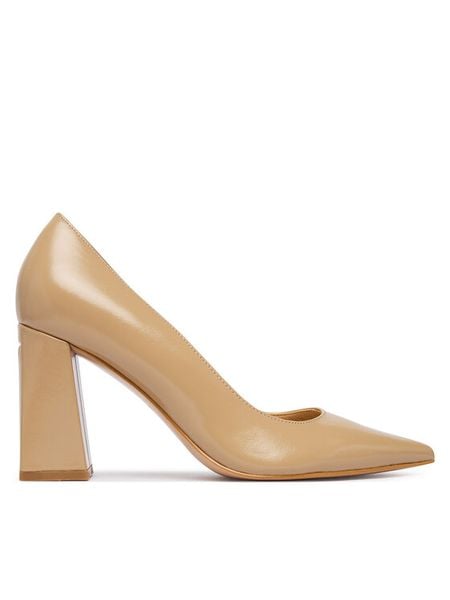 Guess Czółenka FLFBAR LEP08 Beżowy. Brązowe czółenka Guess, z aplikacjami, ze skóry, bez obcasa, bez zapięcia. Za 634.99 zł.