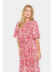 SAINT TROPEZ Sukienka "Zazia" w kolorze czerwono-białym rozmiar: L. Białe sukienki Saint Tropez, na co dzień, l, bez wzorów, z tkaniny, klasyczne, bez kołnierzyka, bez ramiączek, maxi, proste. Za 118.56 zł.