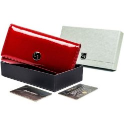 Portfel damski Cavaldi H22-1-SH czerwony. Czerwone portfele 4U Cavaldi, bez wzorów, ze skóry. Za 139.99 zł.