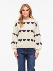 Vila Sweter "Vijamilla" w kolorze granatowo-kremowym rozmiar: S. Brązowe swetry Vila, s, bez wzorów, z materiału, bez ramiączek. Za 110.29 zł.