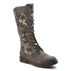 Szare Wysokie Kozaki Rieker Ocieplane Buty Damskie. Szare kozaki Rieker, bez wzorów, z materiału, eleganckie, bez obcasa, na płaskiej podeszwie, bez zapięcia. Za 459.00 zł.