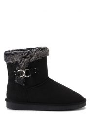 Blackfield Botki zimowe "Reindeer" w kolorze czarnym rozmiar: 39. Czarne botki Blackfield, z aplikacjami, z materiału, z okrągłym noskiem, bez obcasa, bez zapięcia. Za 164.92 zł.