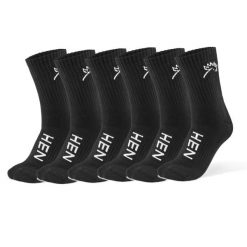 Everyday – do połowy łydki – skarpety sportowe – czarne – zestaw 6 par. Białe skarpetki HEN SPORTSGEAR, bez wzorów, z bawełny. Za 99.00 zł.